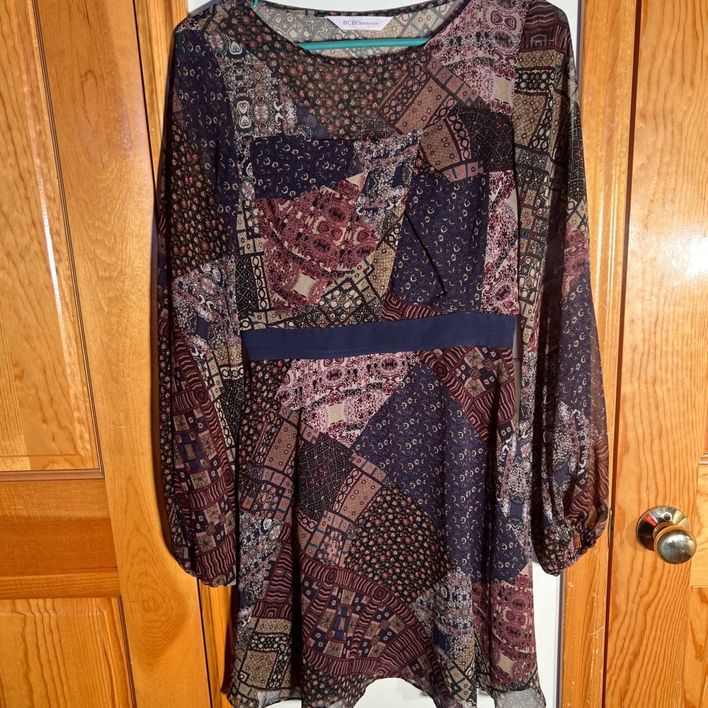 Bcbgmaxazria Patchwork Midi Dress - Multicolor - image 1